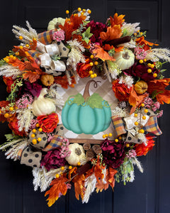 Teal Pumpkin & Wine Wreath