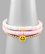 Pink Smiley Bracelet Set