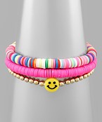 Hot Pink Smiley Bracelet Set