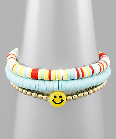 Blue Smiley Bracelet Set