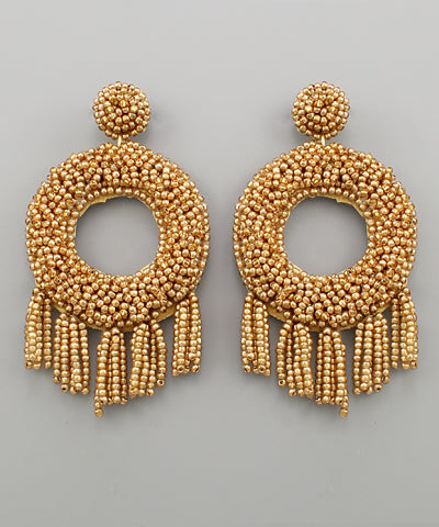 Gold Hoop and Tassel Earrings