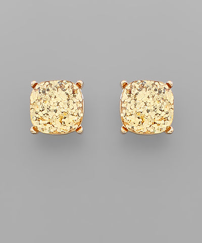 Gold Glitter Stud Earrings