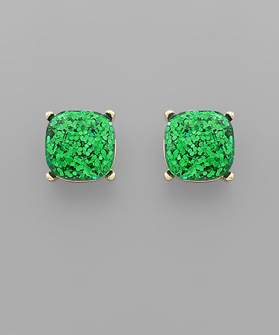 Green Glitter Earrings