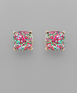 Rainbow Glitter Stud Earrings