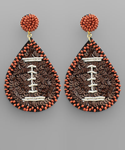 Beaded Football Earrings