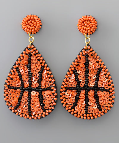 Beaded Basketball Earrings