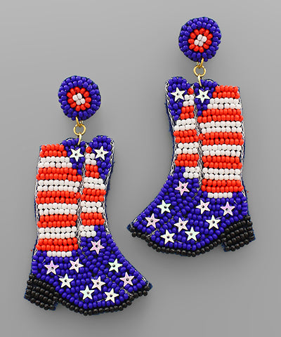 USA Flag Boots Earrings