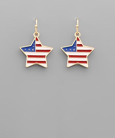 American Flag Star Earrings