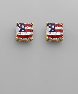 American Flag Glitter Stud Earrings