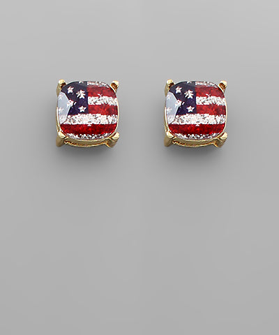 American Flag Glitter Stud Earrings