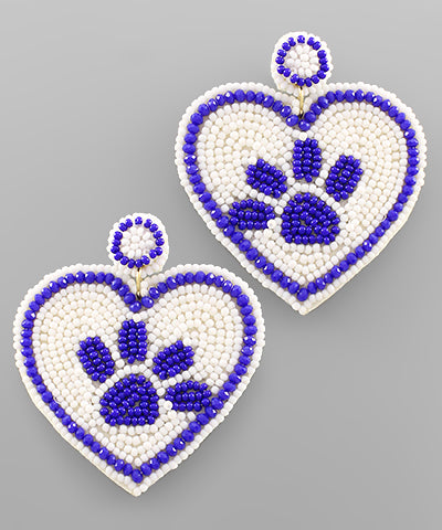 Beaded Blue Paw Earring