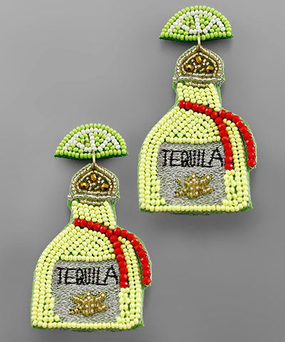 Tequila Bottle and Lime Earrings