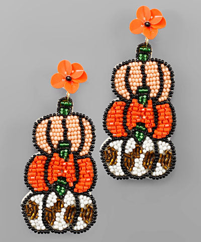 Beaded Stacked Pumpkins Earrings