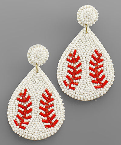 Beaded Baseball Earrings