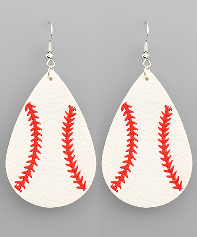 Leather Baseball Earrings