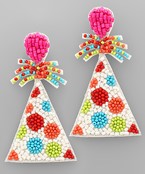 White Birthday Hat Earrings