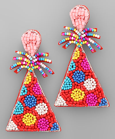 Red Birthday Hat Earrings