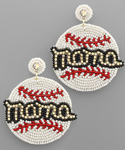 Beaded Baseball Mama Earrings