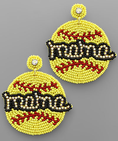 Beaded Softball Mama Earrings