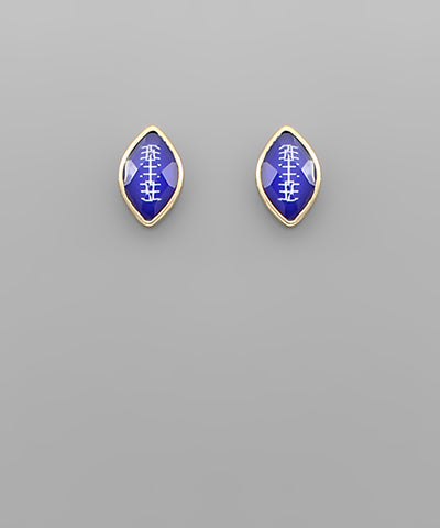 Blue Football Stud Earrings