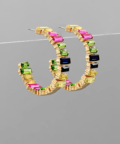 Multi Color Gemstone Hoops