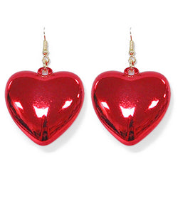 Red Dangle Heart Earrings