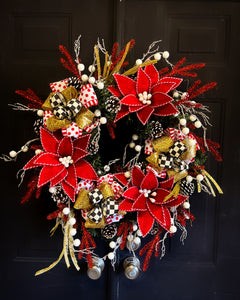 Dancing Poinsettias Christmas Wreath