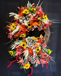 Sunflower & Tractor Ribbon Wreath