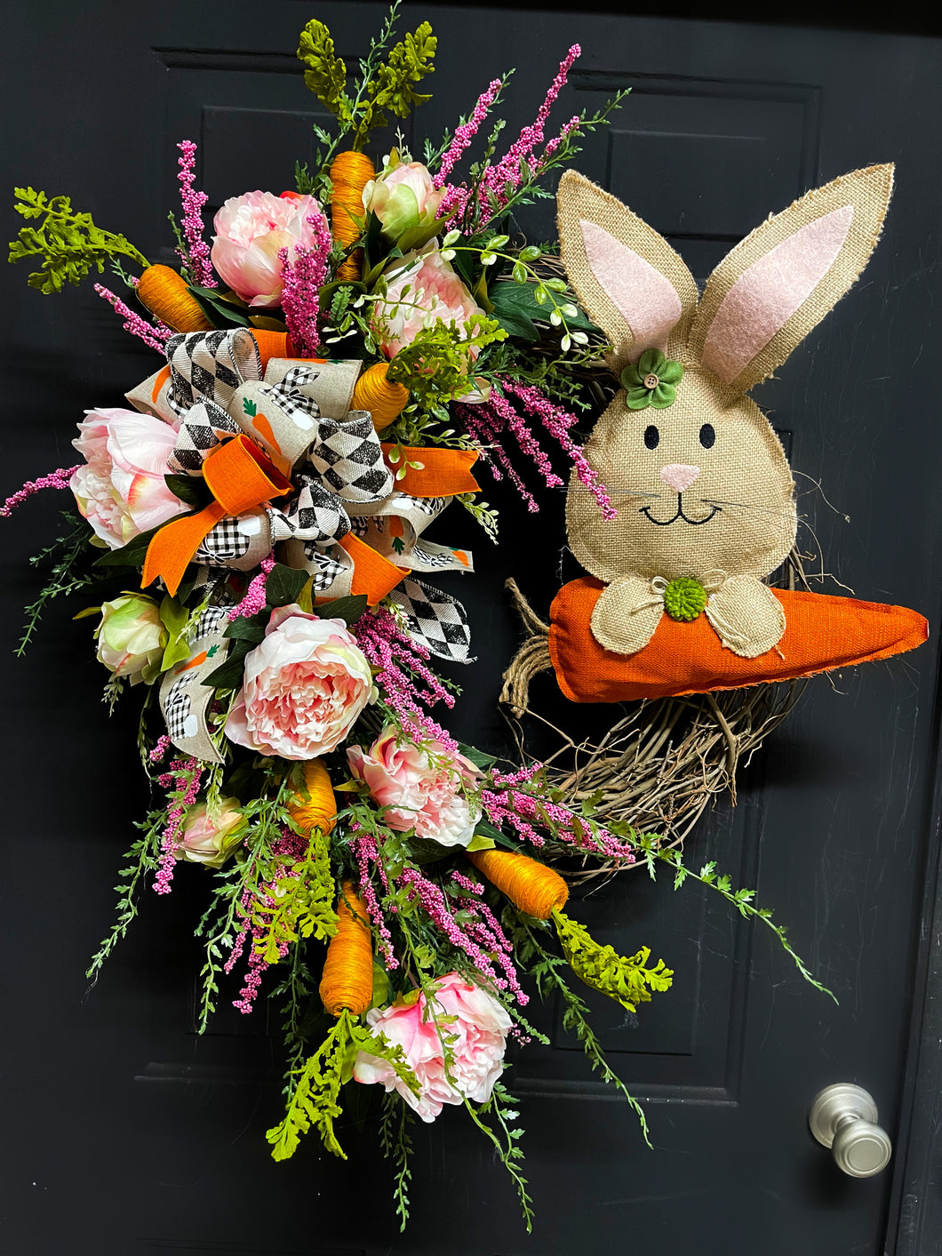 Hopping Into Spring Bunny Peony Wreath