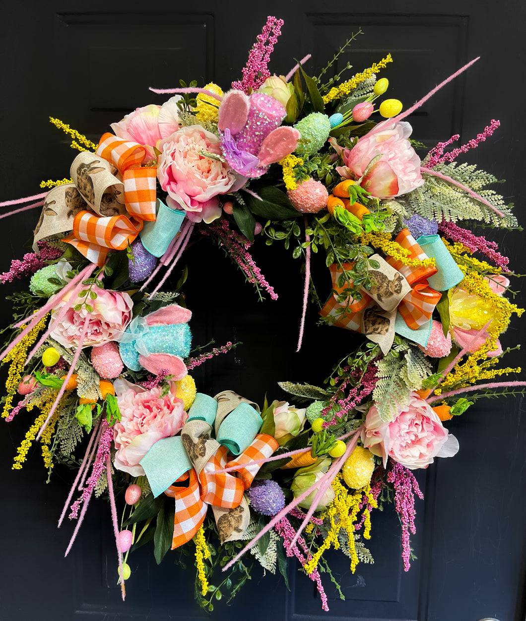 The Perfectly Round Spring Rabbit Top Hat Wreath