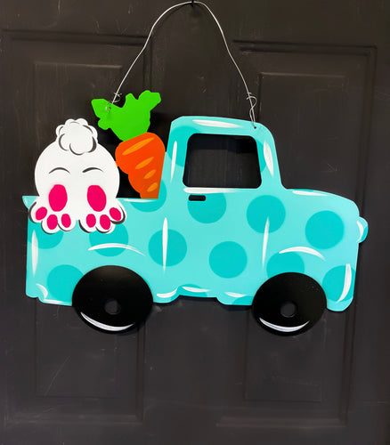 Teal Bunny Easter Truck Door Hanger