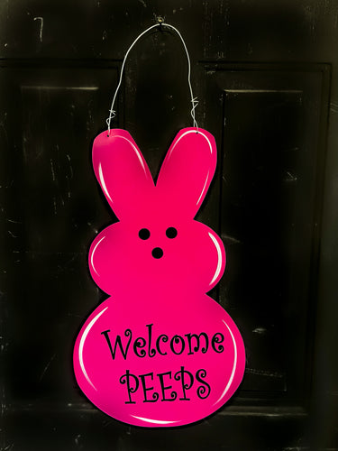 Pink Peep Bunny Easter Door Hanger