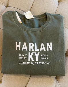Harlan, KY Elevation & Population Sweatshirt
