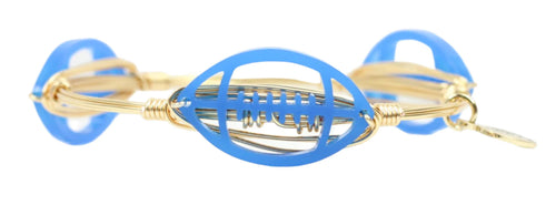 Bourbon and Boweties Blue Acrylic Football Bangle Bracelet