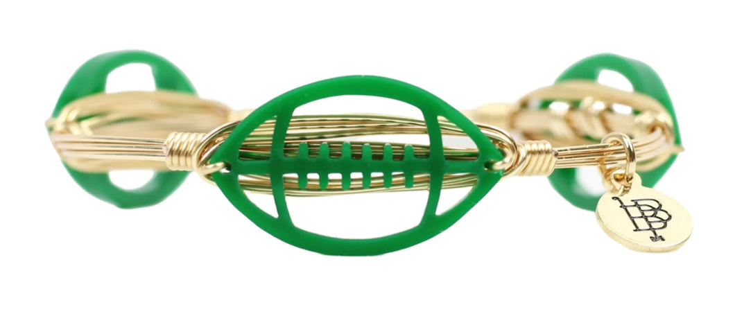 Bourbon and Boweties Green Acrylic Football Bangle Bracelet