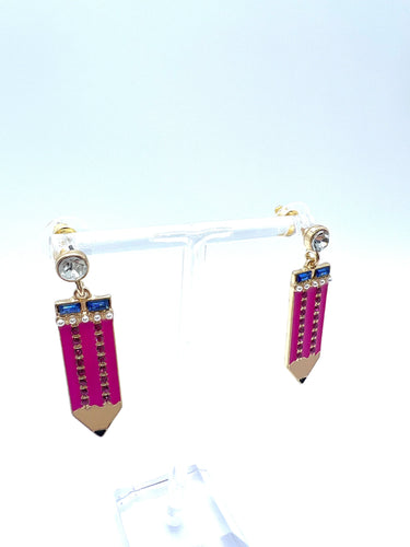 Hot Pink Pencil Teacher Earrings