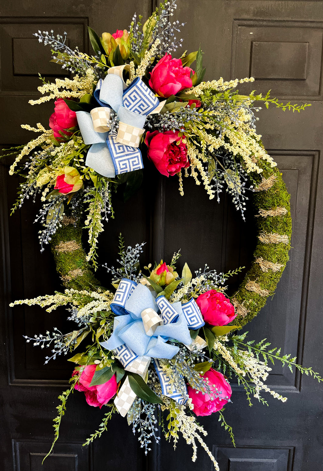 Mossy Chinoiserie & Peonies Wreath