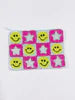 Beaded Pink Checkered Smiley Pouch