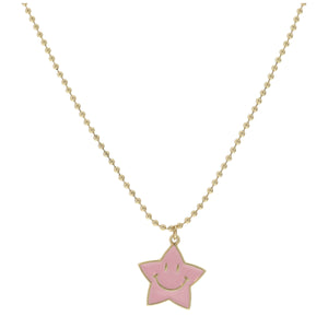 Kid's Enamel Pink Star Necklace