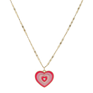 Kid's Enamel Multi Pink Heart Necklace