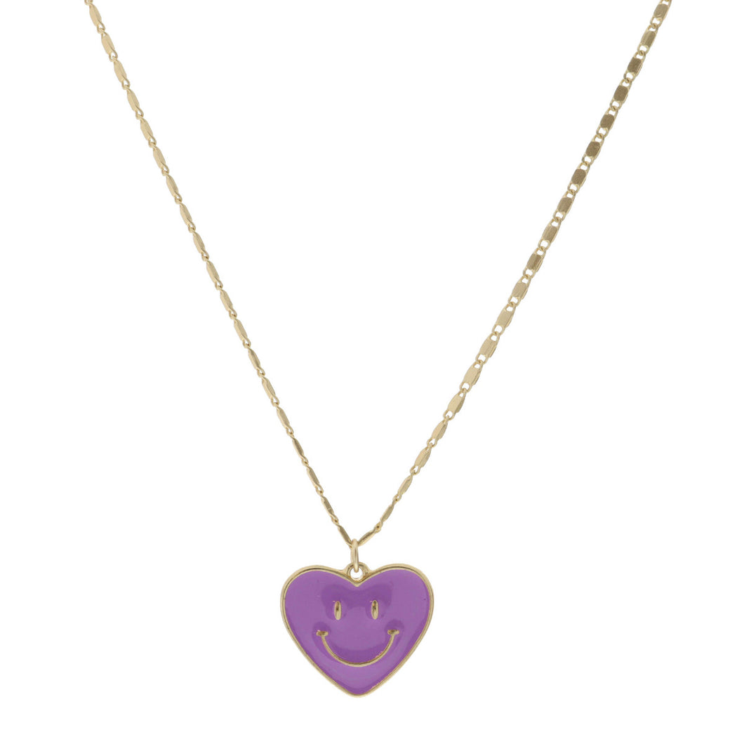 Kid's Enamel Purple Heart Necklace