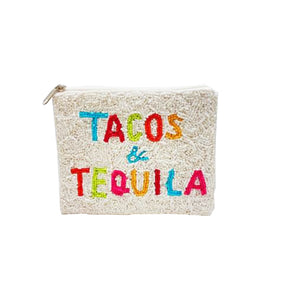 Beaded "Tacos & Tequila" Pouch