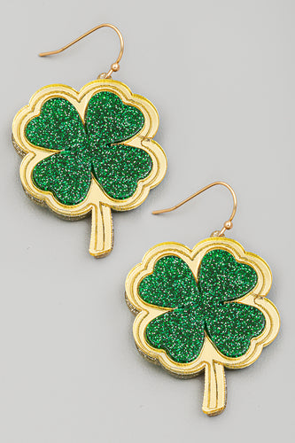 St. Patrick's Day Four Leaf Clover Acrylic Earrings