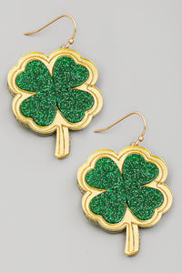 St. Patrick's Day Four Leaf Clover Acrylic Earrings