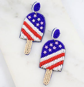 Patriotic Popsicle Beaded Fourth of July Earring