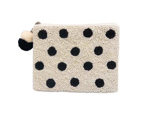 Beaded Black Polka Dot Pouch