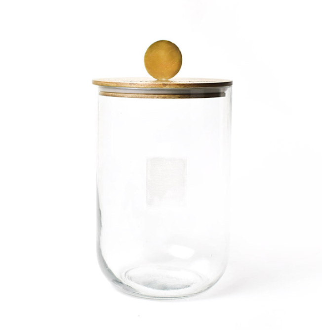 Happy Everything Medium Wooden Lid Glass Jar Canister