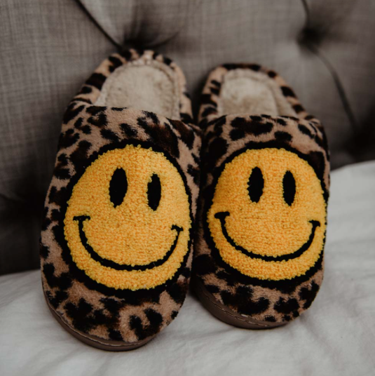 Leopard Smiley Face Slippers
