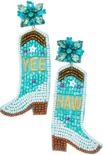 Yee Haw Cowgirl Boot Beaded Earrings