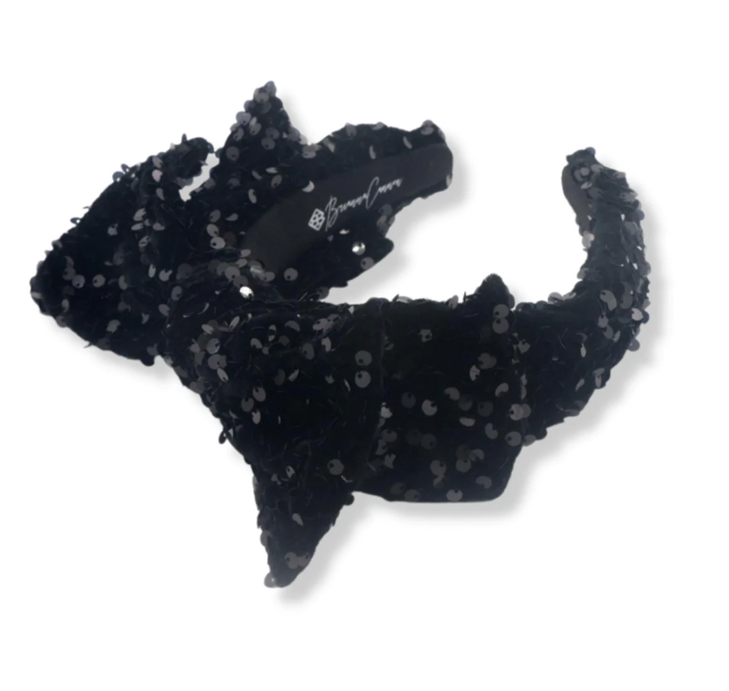 Brianna Cannon Adult Size Black Sequin Side Bow Headband